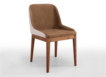 北歐絨皮軟包實木休閑簡約靠背餐椅