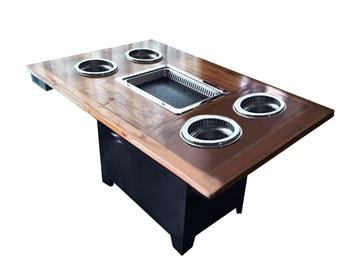 新款實木無煙火鍋燒烤一體桌 