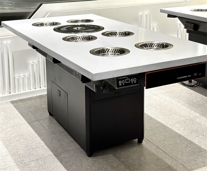 6人位小火鍋智能無(wú)煙火鍋烤肉一體餐桌