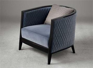 酒店會(huì)所意式休閑絨皮軟包單人沙發(fā)