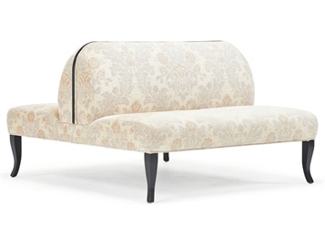 中式會(huì)所實(shí)木布藝軟包背靠背卡座沙發(fā)