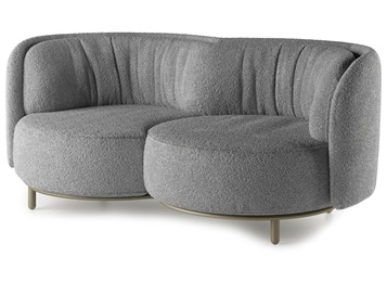 休閑會所創意絨布藝異形雙人沙發