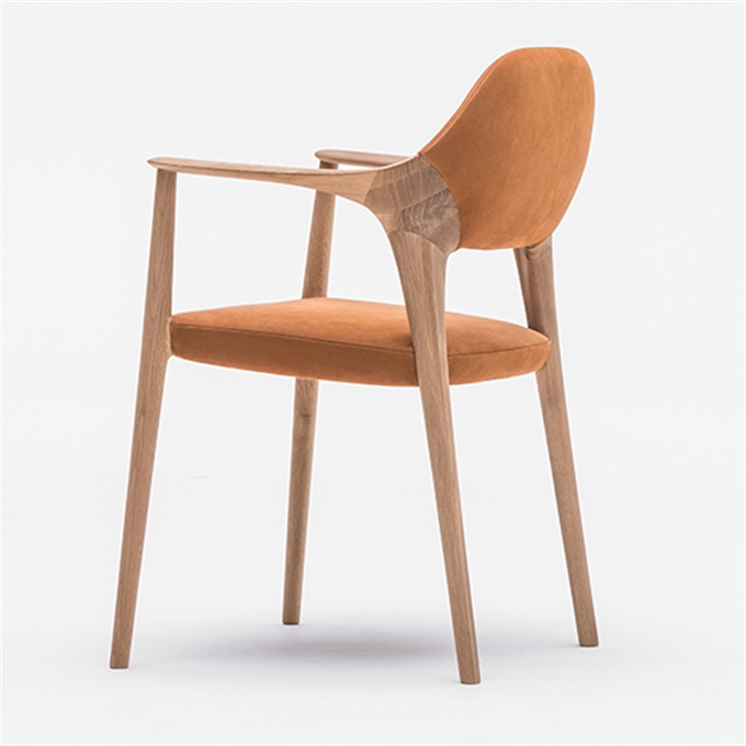 休閑會所北歐風(fēng)簡樸實(shí)木扶手椅
