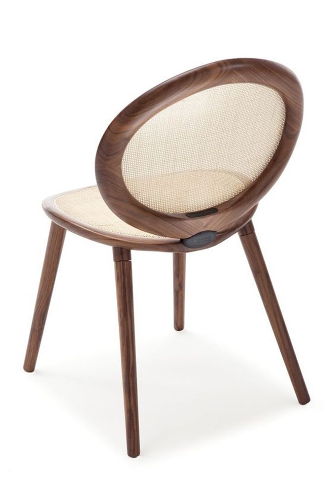 會所極簡風(fēng)新中式藤編實(shí)木靠背椅子