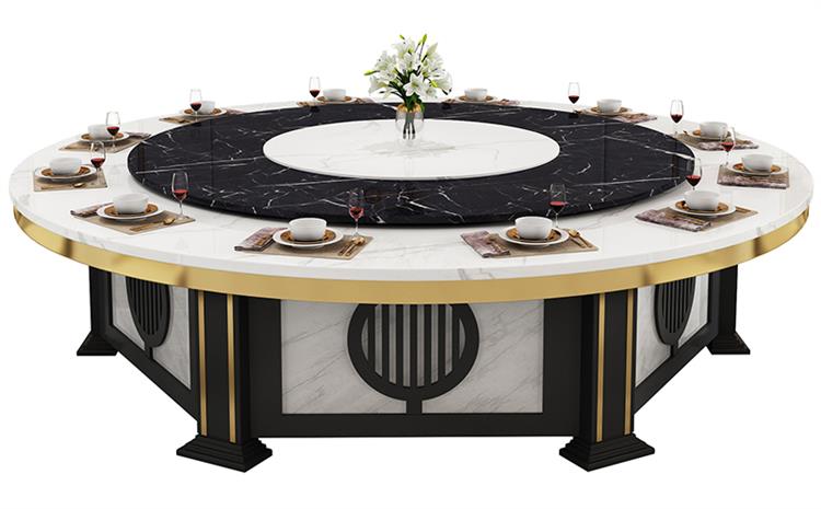 新中式會所酒店電動餐桌大圓桌