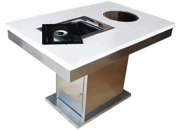 韓式無煙大理石帶電磁爐火鍋燒烤一體桌 