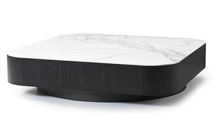 音樂清吧新中式實(shí)木巖板正方形茶幾