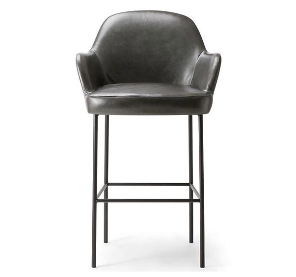 現代北歐酒吧真皮高腳椅家具
