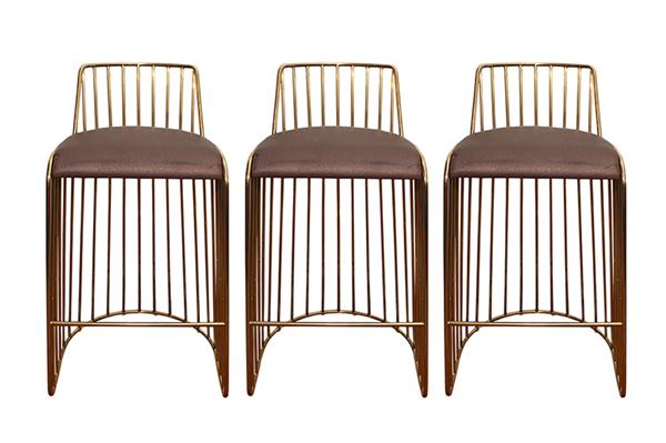 復古簡約酒吧不銹鋼靠背高腳椅家具