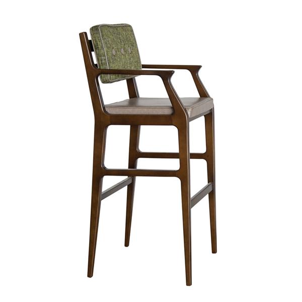 中式實(shí)木咖啡館休閑高腳椅