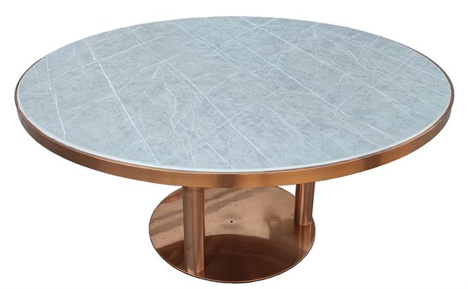 企業(yè)食堂鍍金不銹鋼輕奢食堂圓餐桌