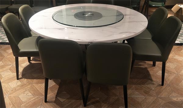 中餐廳酒樓會(huì)所包房8人位大理石圓形桌椅