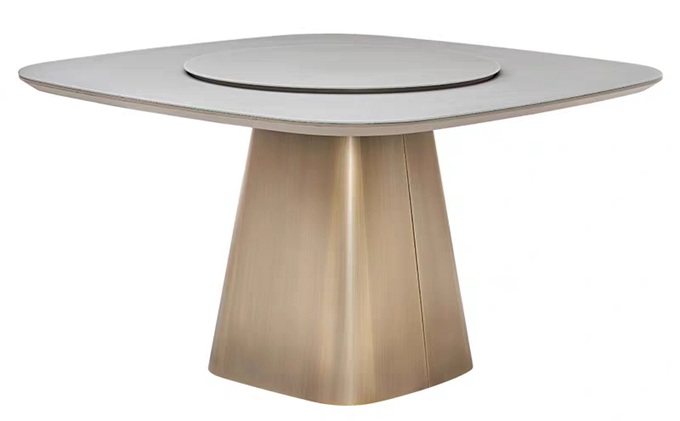 高級(jí)中餐廳不銹鋼輕奢帶轉(zhuǎn)盤圓桌子