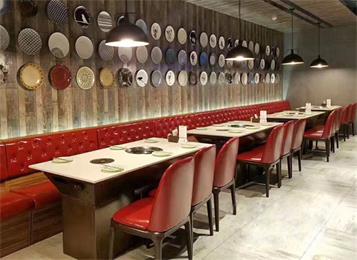 烤尚宮休閑餐廳韓式大理石火鍋烤涮一體桌定做